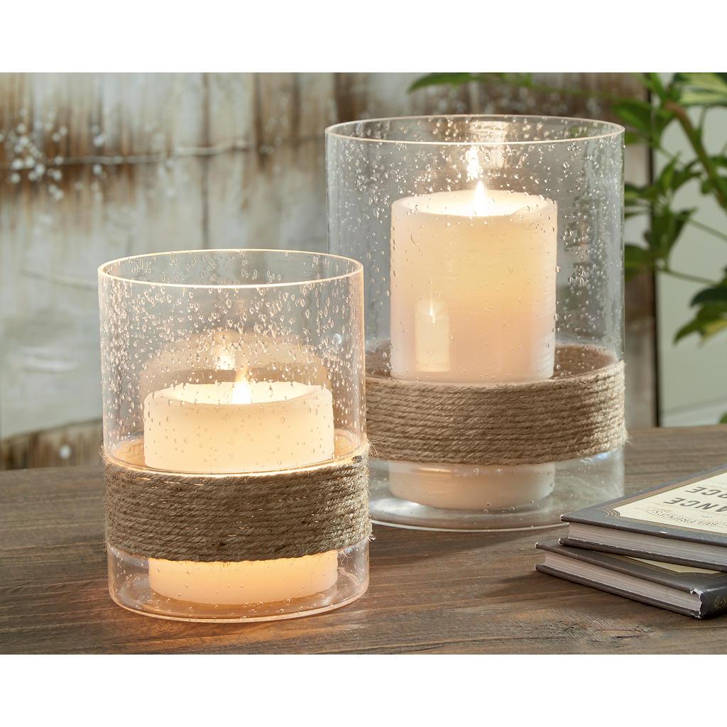 Eudocia Candle Holder Set of 2 — Seeded Glass Signature Design by Ashley® Home Accents