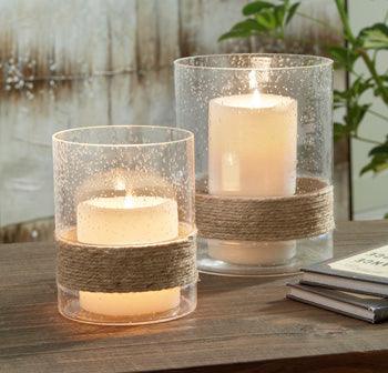 Eudocia Candle Holder Set of 2 — Seeded Glass Signature Design by Ashley® Home Accents