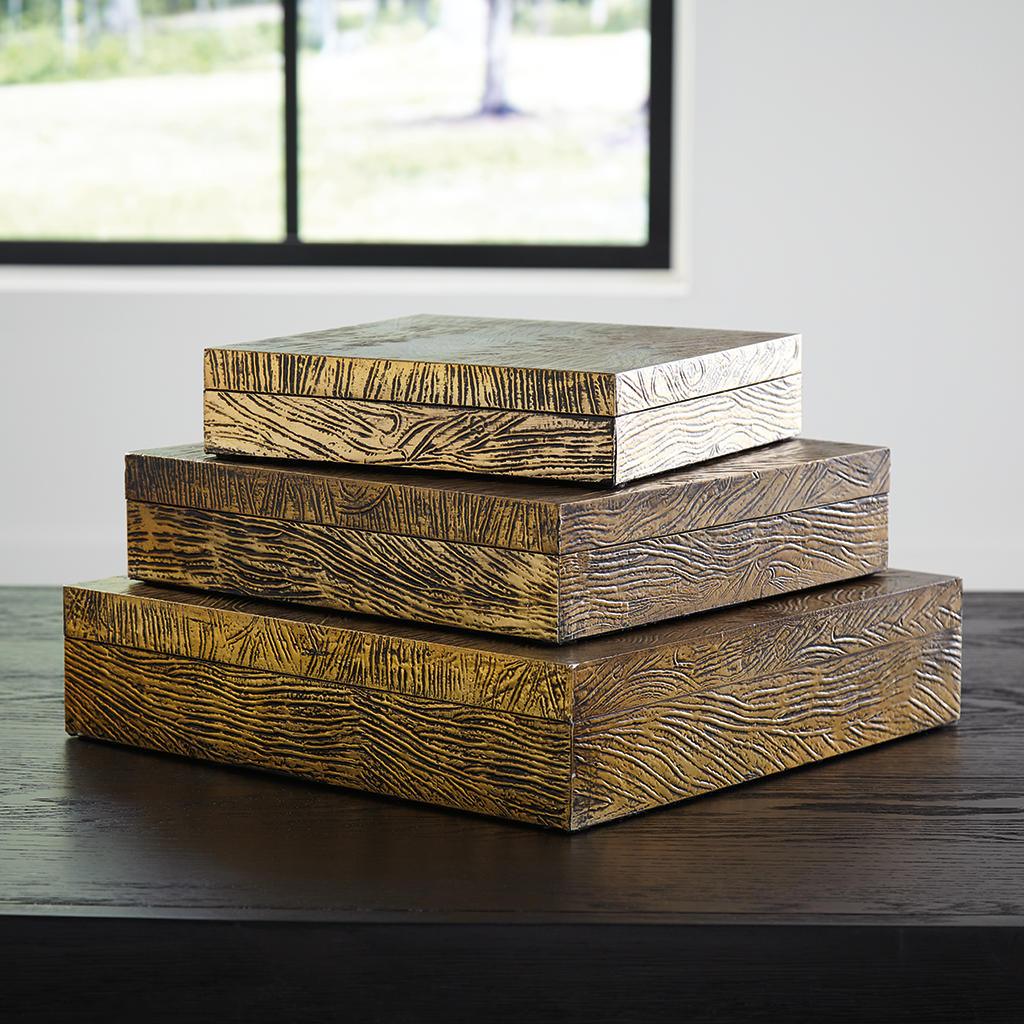 Keldy Box Set of 3 — Antique Brass Signature Design by Ashley® Home Accents