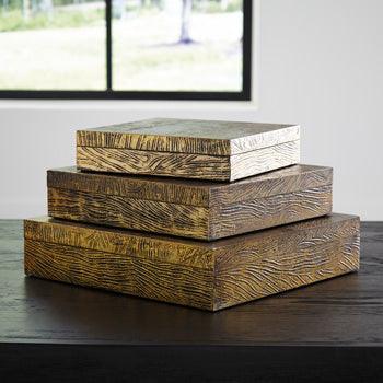 Keldy Box Set of 3 — Antique Brass Signature Design by Ashley® Home Accents