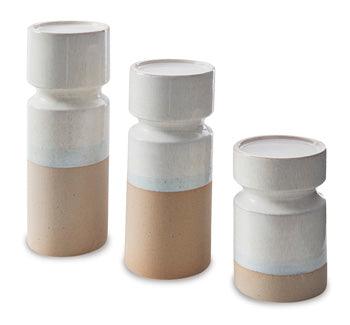 Hurston Candle Holders Set of 3 — Ivory/Brown Signature Design by Ashley® Home Accents