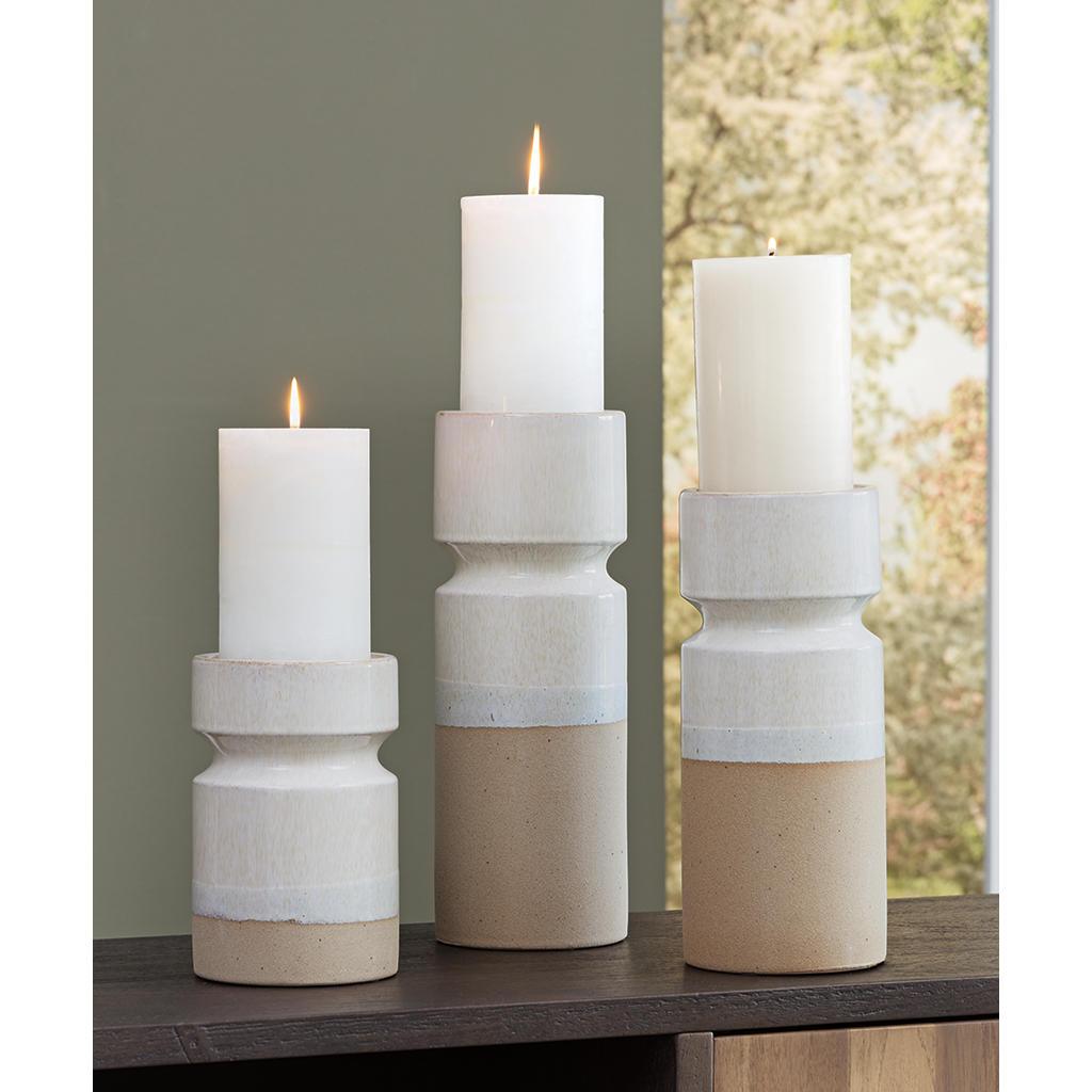 Hurston Candle Holders Set of 3 — Ivory/Brown Signature Design by Ashley® Home Accents