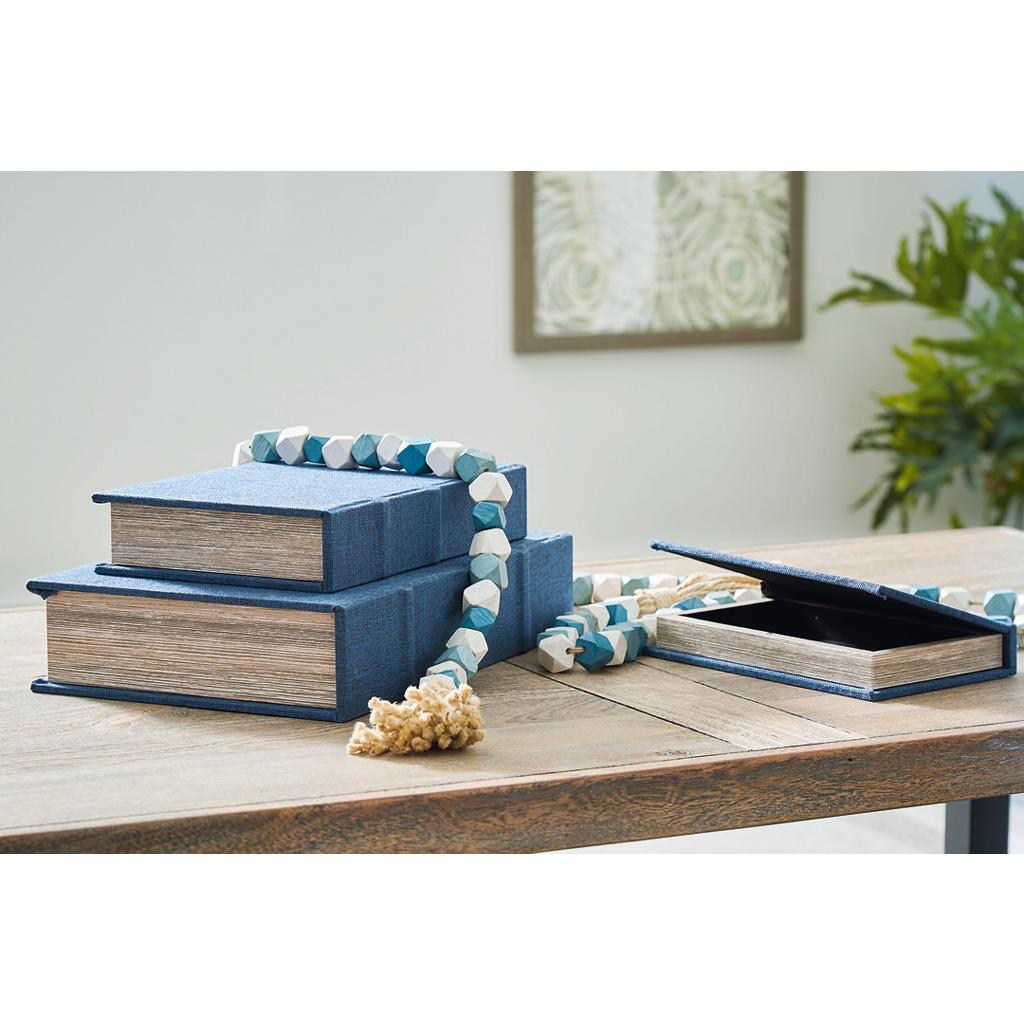 Jolina Faux Book Box Set of 3 — Blue Signature Design by Ashley® Home Accents
