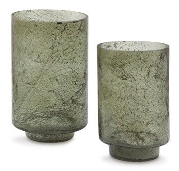 Clarkton Candle Holder Set of 2 — Green Glass Signature Design by Ashley® Home Accents