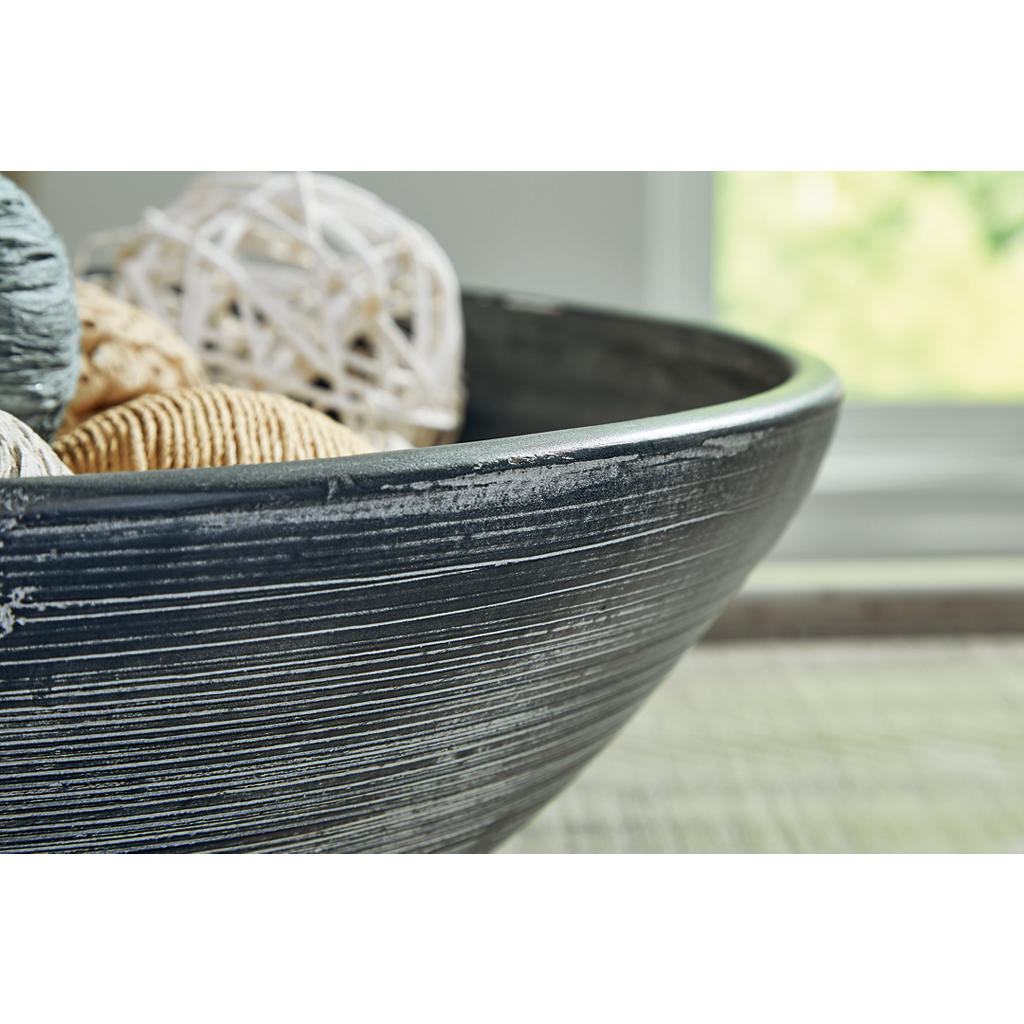 Meadie Bowl — Distressed Blue Terra Cotta, 16 Inches Signature Design by Ashley® Home Accents