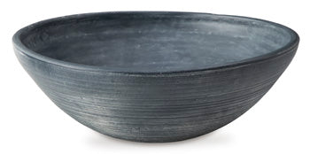 Meadie Bowl — Distressed Blue Terra Cotta, 16 Inches Signature Design by Ashley® Home Accents