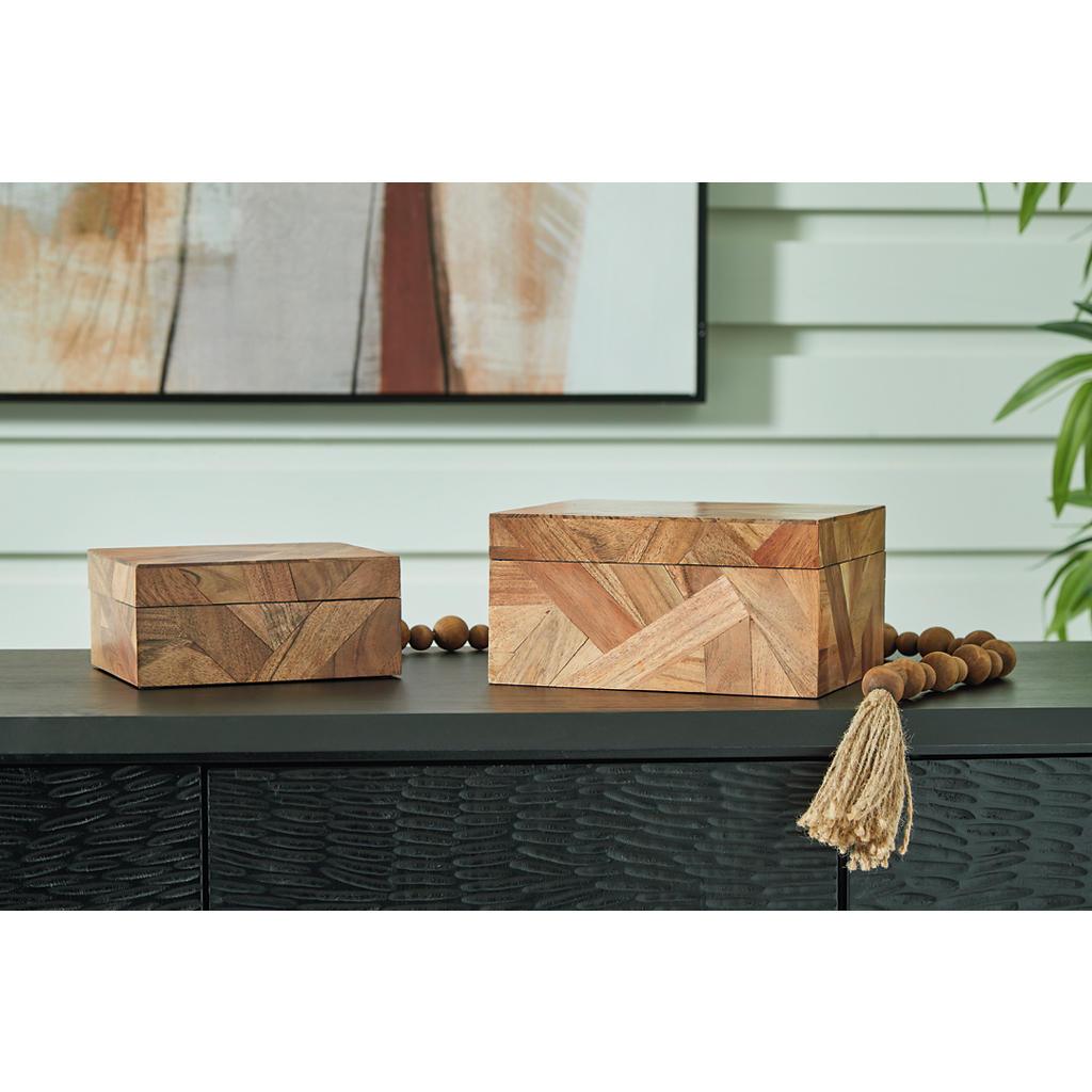 Antford Boxes, Set of 2 — Wood Mosaic Stack Signature Design by Ashley® Home Accents