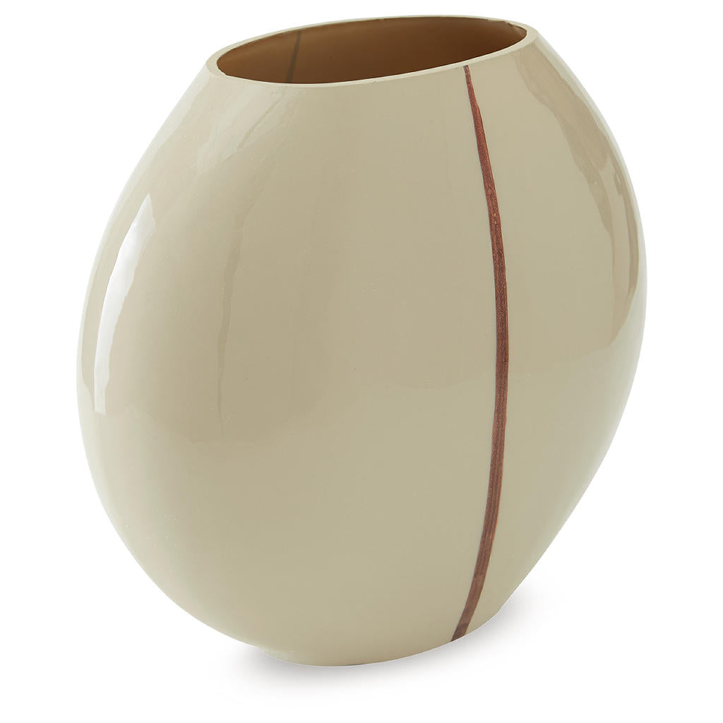 Sheabourne Vase — Copper-Lined Cream, 9.38 Inch Signature Design by Ashley® Home Accents