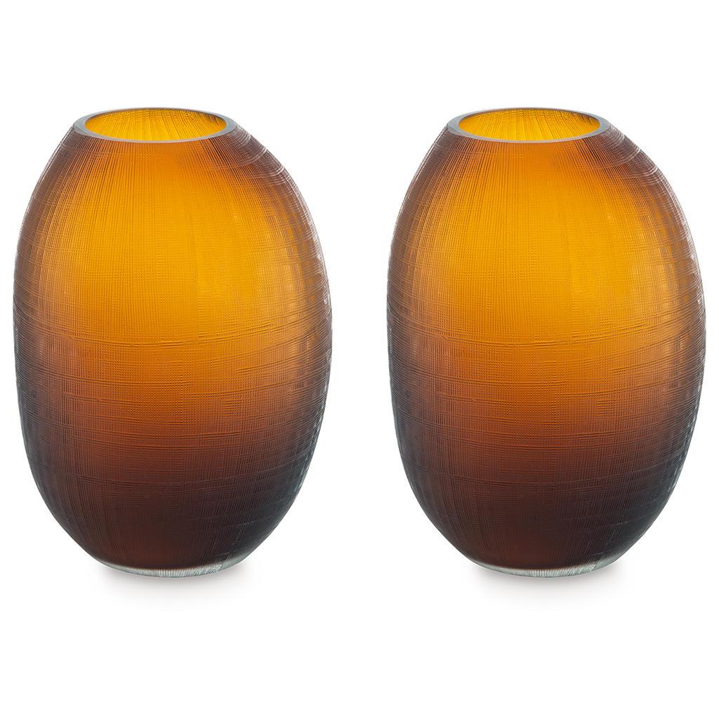 Embersen Vase Set of 2 — Amber, 11 Inch Signature Design by Ashley® Home Accents
