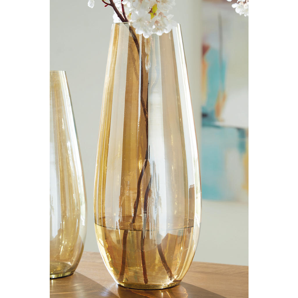 Rhettman Vase — Amber Glass, 18.13 Inch Signature Design by Ashley® Home Accents