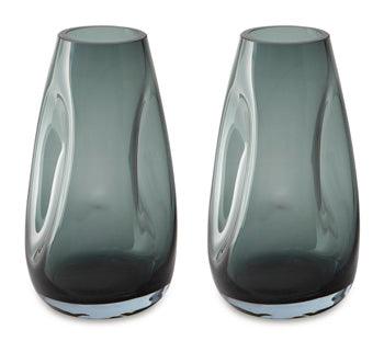 Beamund Vase Set of 2 — Teal Glass, 9.25-Inch Signature Design by Ashley® Home Accents