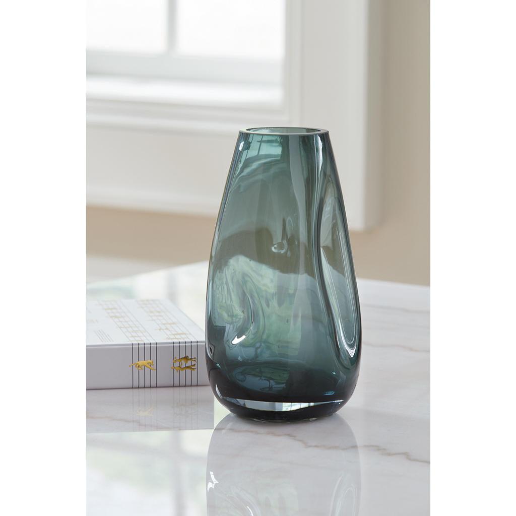 Beamund Vase Set of 2 — Teal Glass, 9.25-Inch Signature Design by Ashley® Home Accents