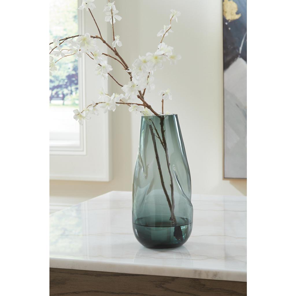 Beamund Vase Set of 2 — Teal Glass, 13.25-Inch Signature Design by Ashley® Home Accents