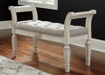 Realyn Accent Bench — Tufted Antique White Signature Design by Ashley® Living Room