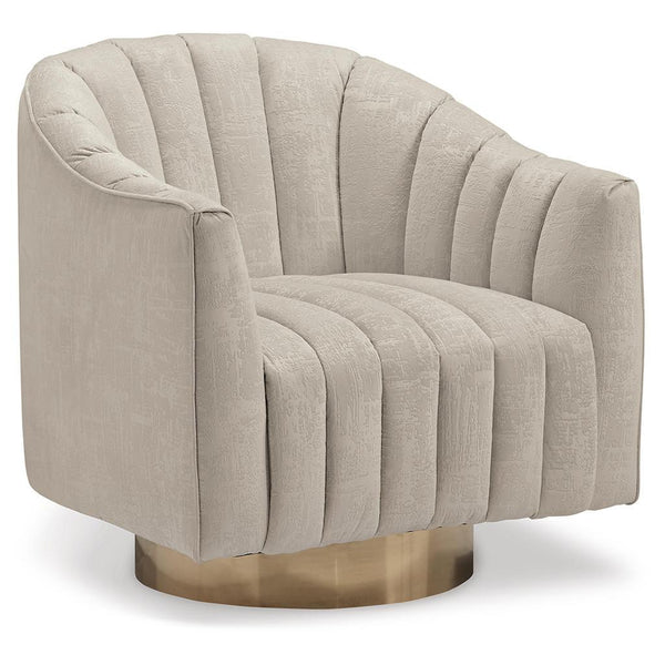 Penzlin Swivel Accent Chair — Pearl Velvet Barrel Signature Design by Ashley® Living Room