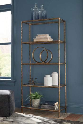 Ryandale Bookcase — Cast Aluminum with Glass Shelves Signature Design by Ashley® Home Office