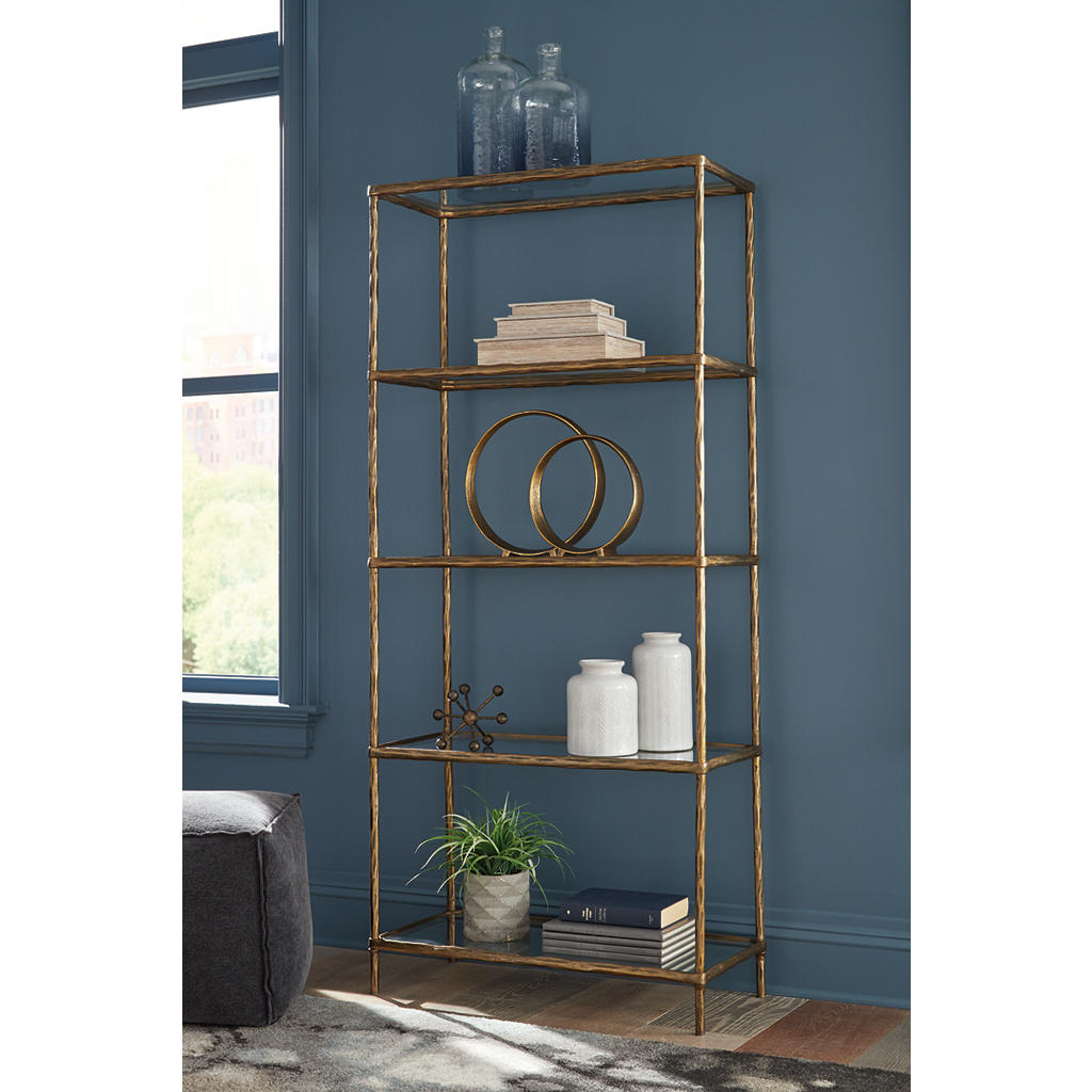 Ryandale Bookcase — Cast Aluminum with Glass Shelves Signature Design by Ashley® Home Office