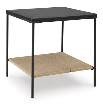 Minrich Accent Table — Black Marble Top with Jute Shelf Signature Design by Ashley® Living Room