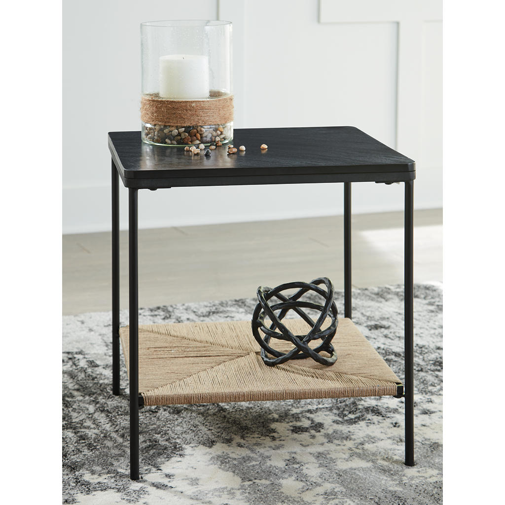 Minrich Accent Table — Black Marble Top with Jute Shelf Signature Design by Ashley® Living Room