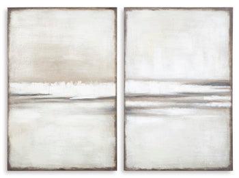Brockdunn Wall Art Set of 2 — Hand-Painted Tan Canvases Signature Design by Ashley® Wall Decor