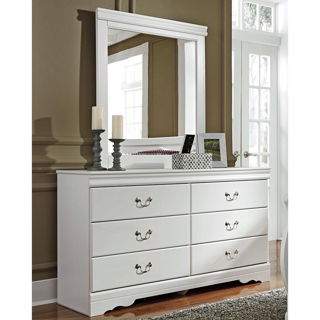 Anarasia Dresser and Mirror — The White Vanity Wall Signature Design by Ashley® Bedroom