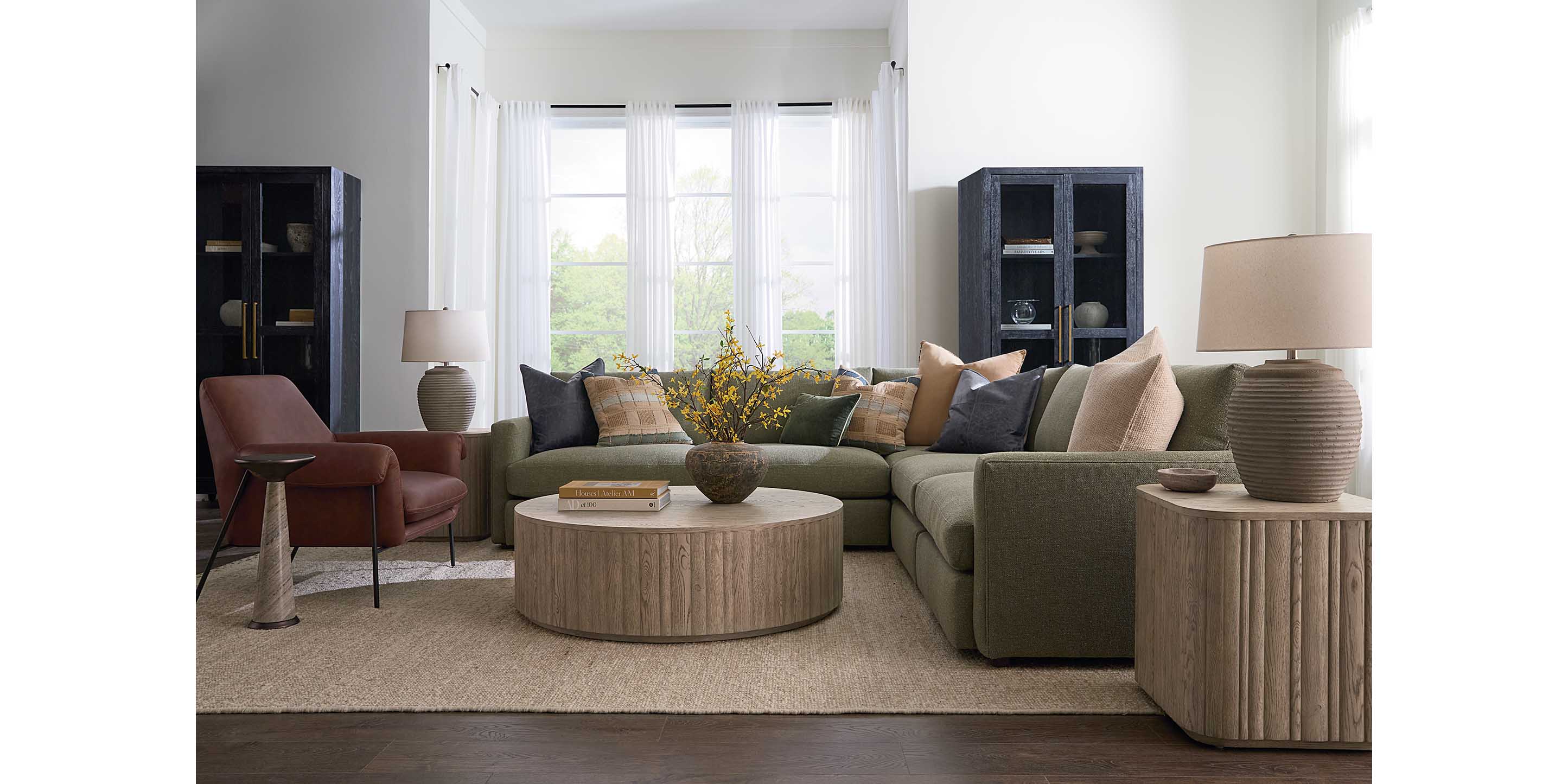 Bassett Allure Armless Loveseat — Sectional Connector, USA-Built Bassett Sofa