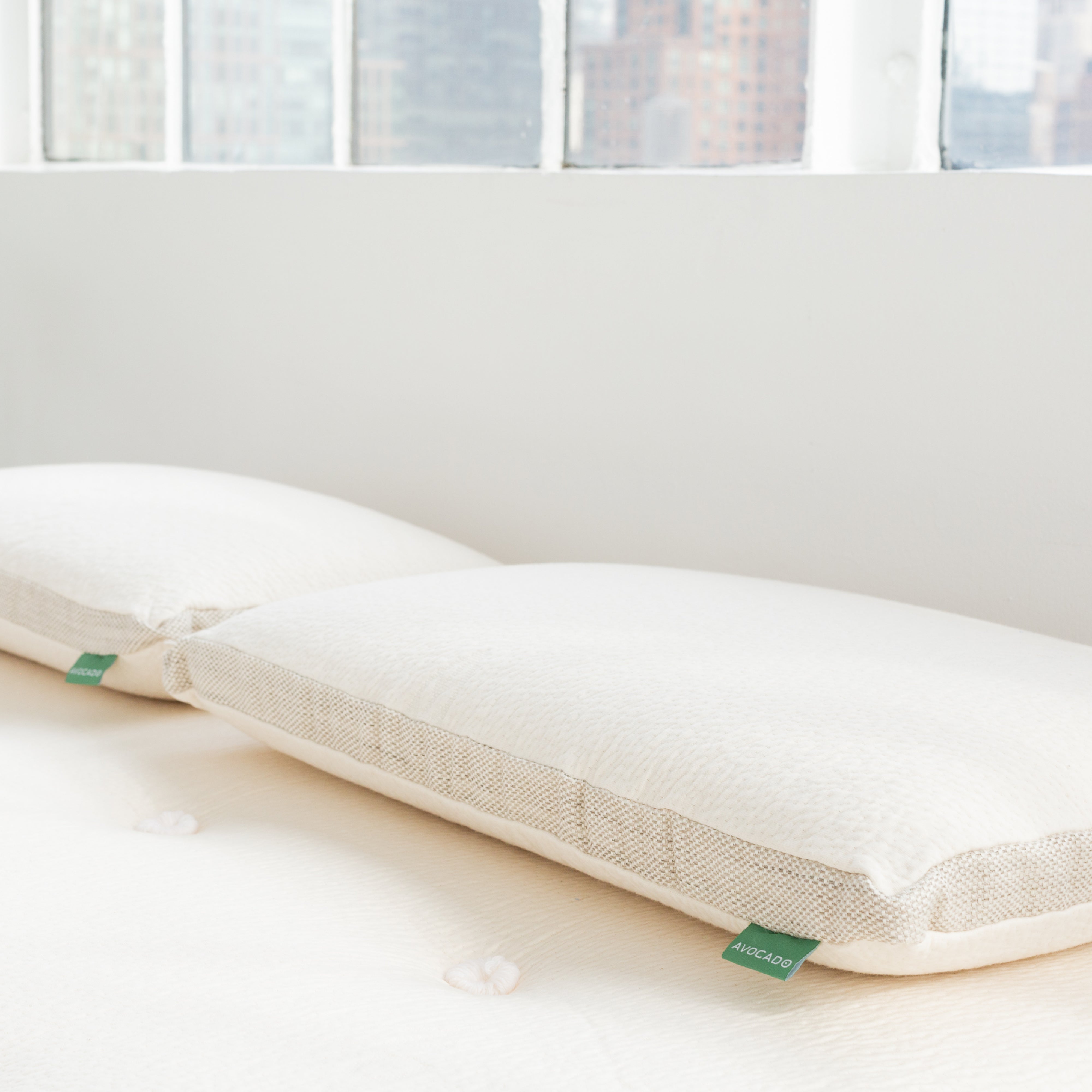 Avocado Molded Latex Pillow — Charcoal-Infused Latex Core, Firm Support
