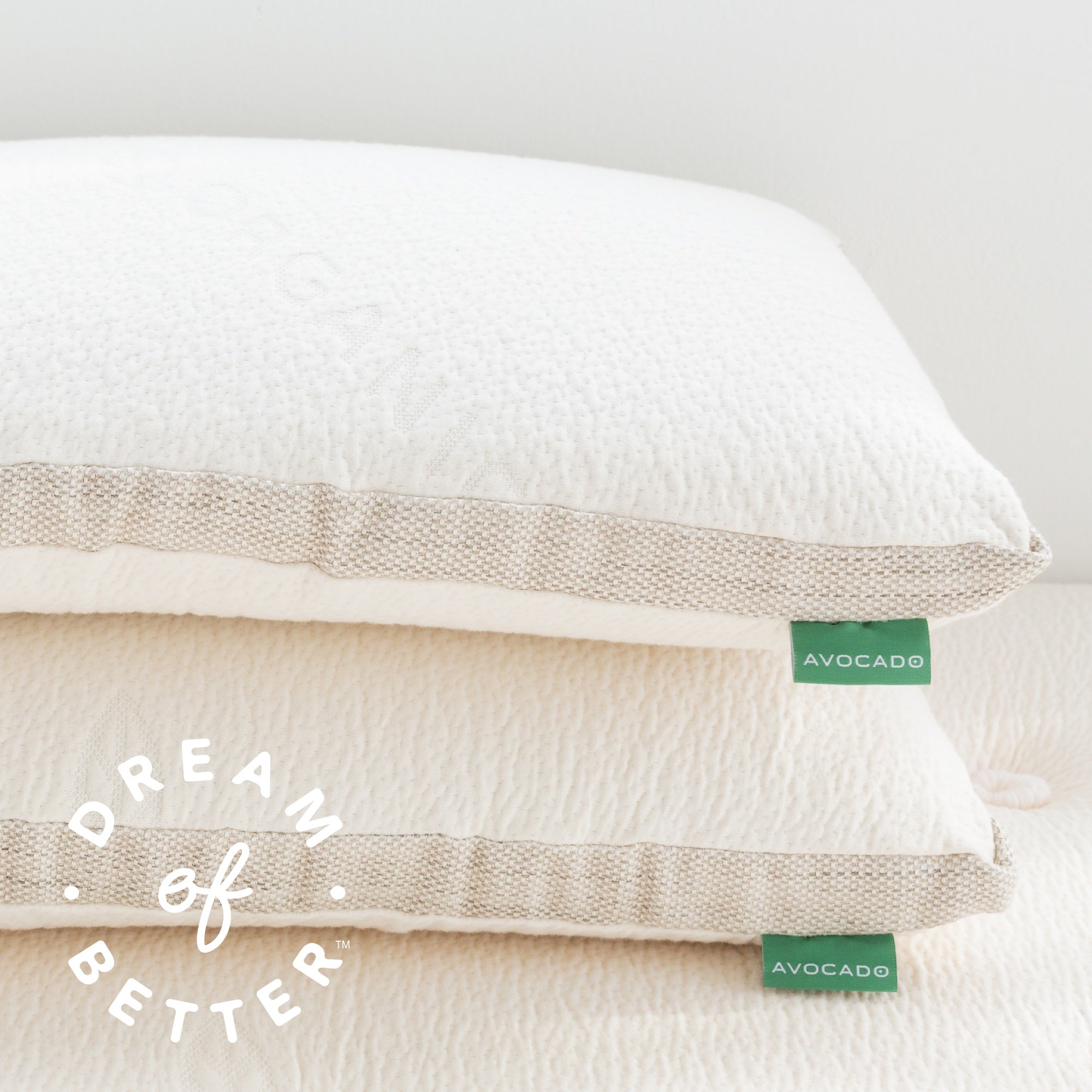Avocado Molded Latex Pillow — Charcoal-Infused Latex Core, Firm Support