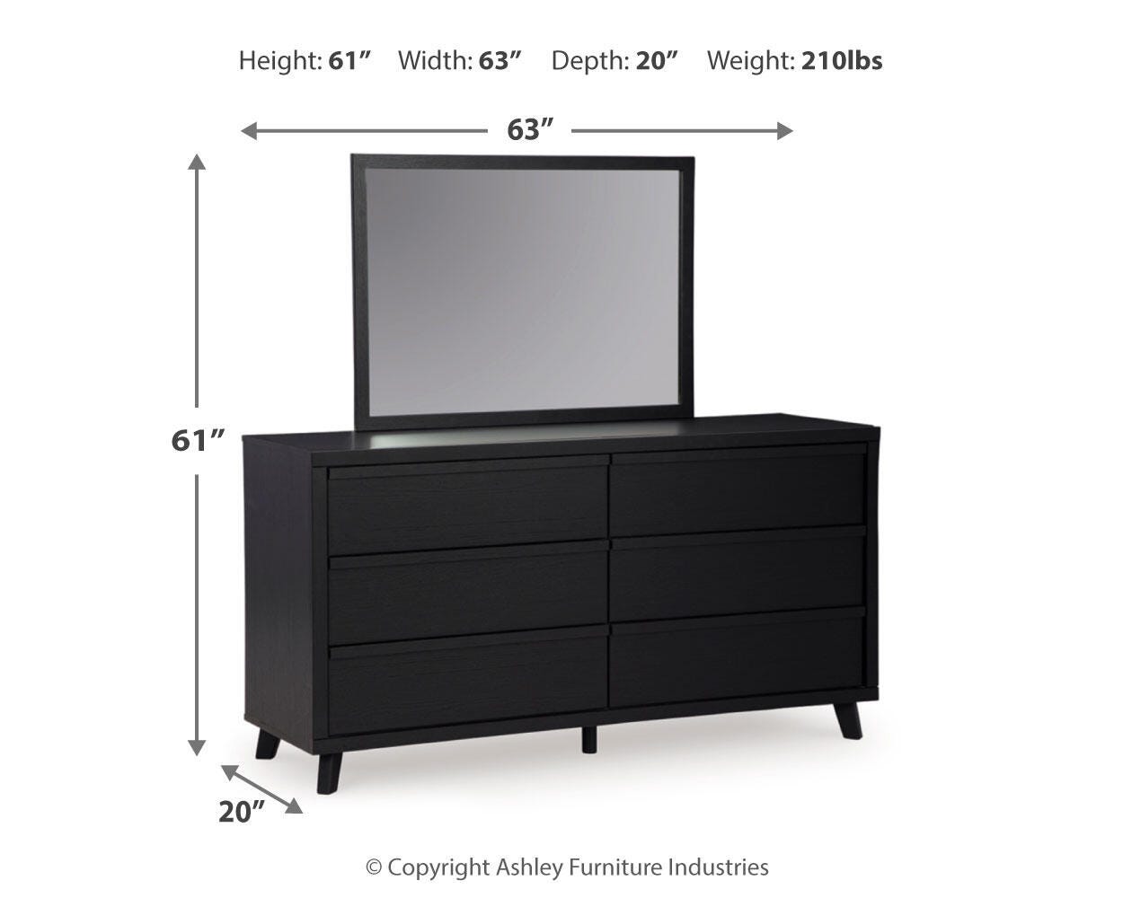 Danziar Queen Panel Platform Bed, Dresser and Mirror