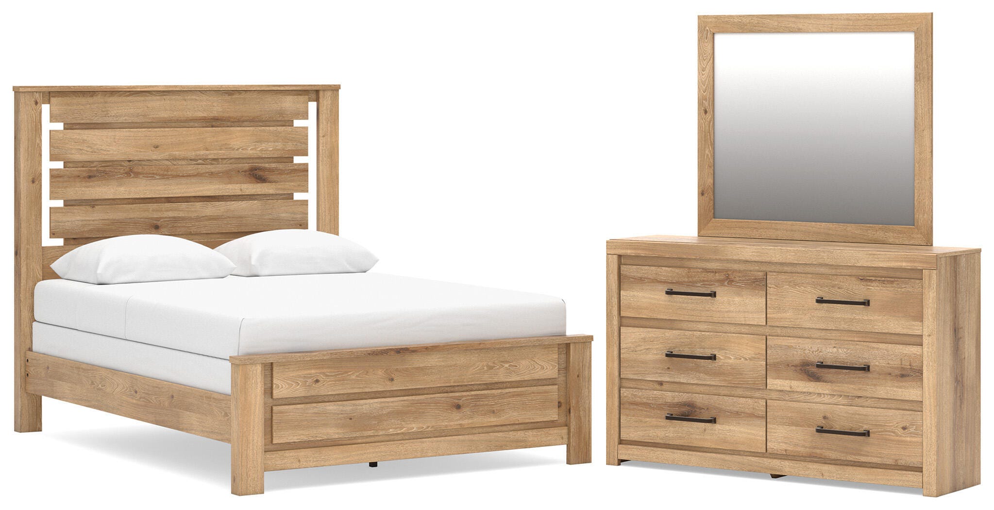 Brozmont Queen Panel Bed, Dresser and Mirror