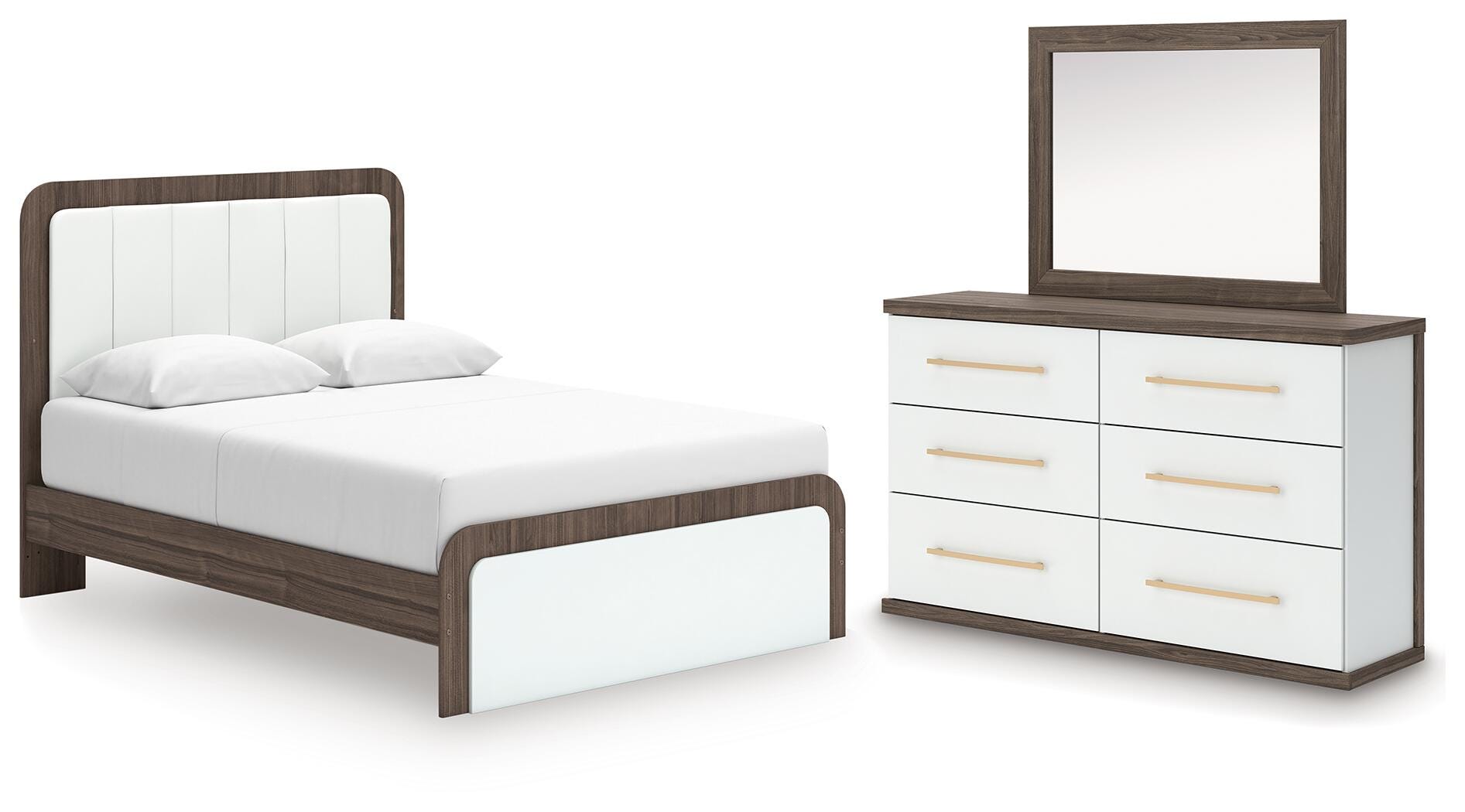 Kendanport Queen Upholstered Platform Bed, Dresser and Mirror Signature Design by Ashley® Bedroom