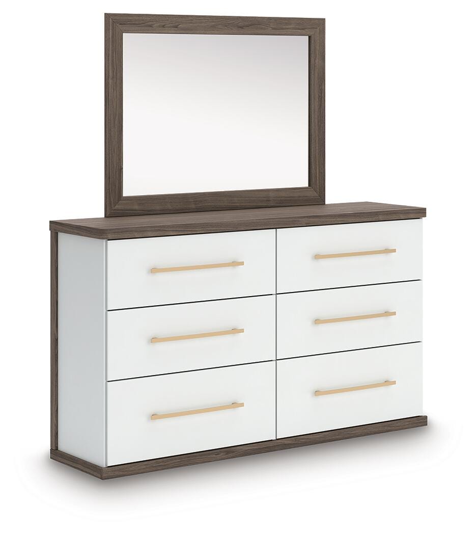 Kendanport Queen Upholstered Platform Bed, Dresser and Mirror Signature Design by Ashley® Bedroom