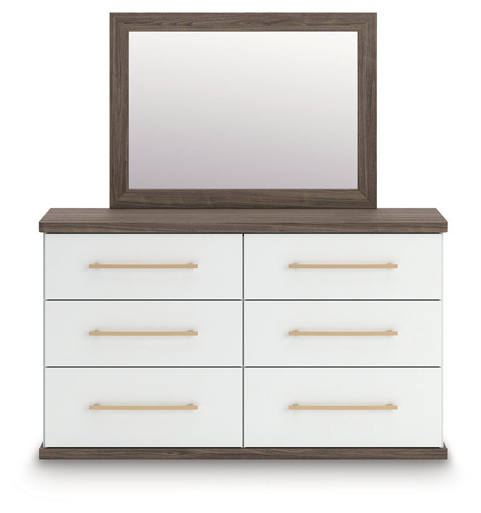 Kendanport King Upholstered Bed, Dresser and Mirror