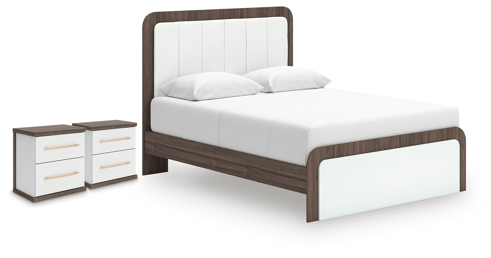 Kendanport Queen Upholstered Bed and 2 Nightstands — 3-Piece Signature Design by Ashley® Bedroom