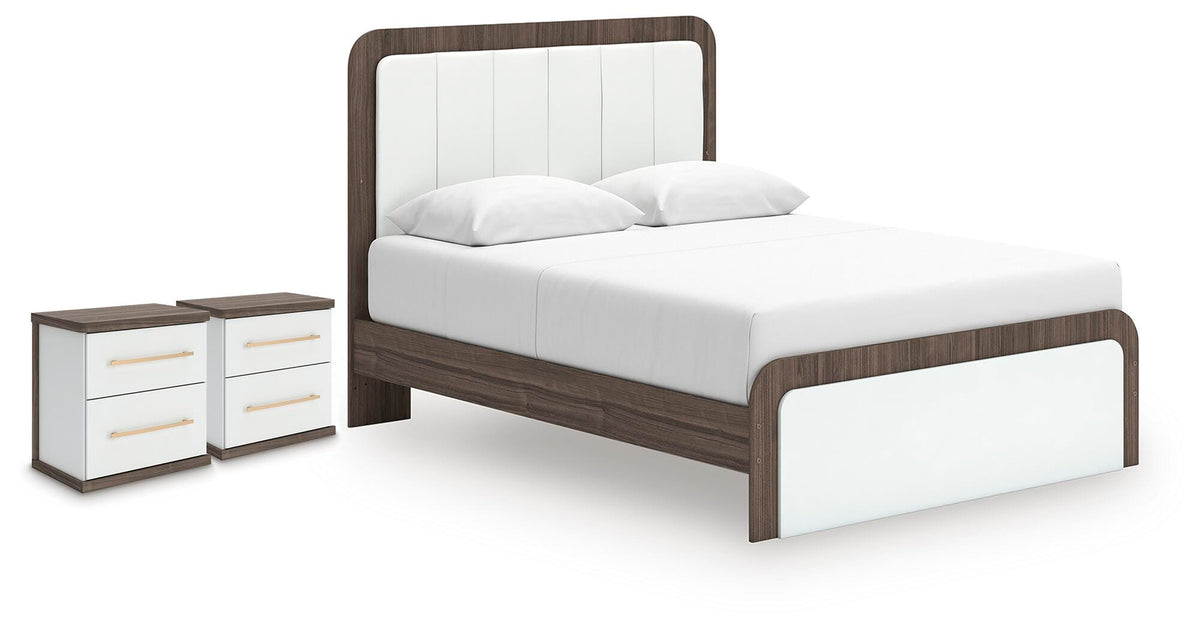 Kendanport Queen Upholstered Bed and 2 Nightstands — 3-Piece Signature Design by Ashley® Bedroom