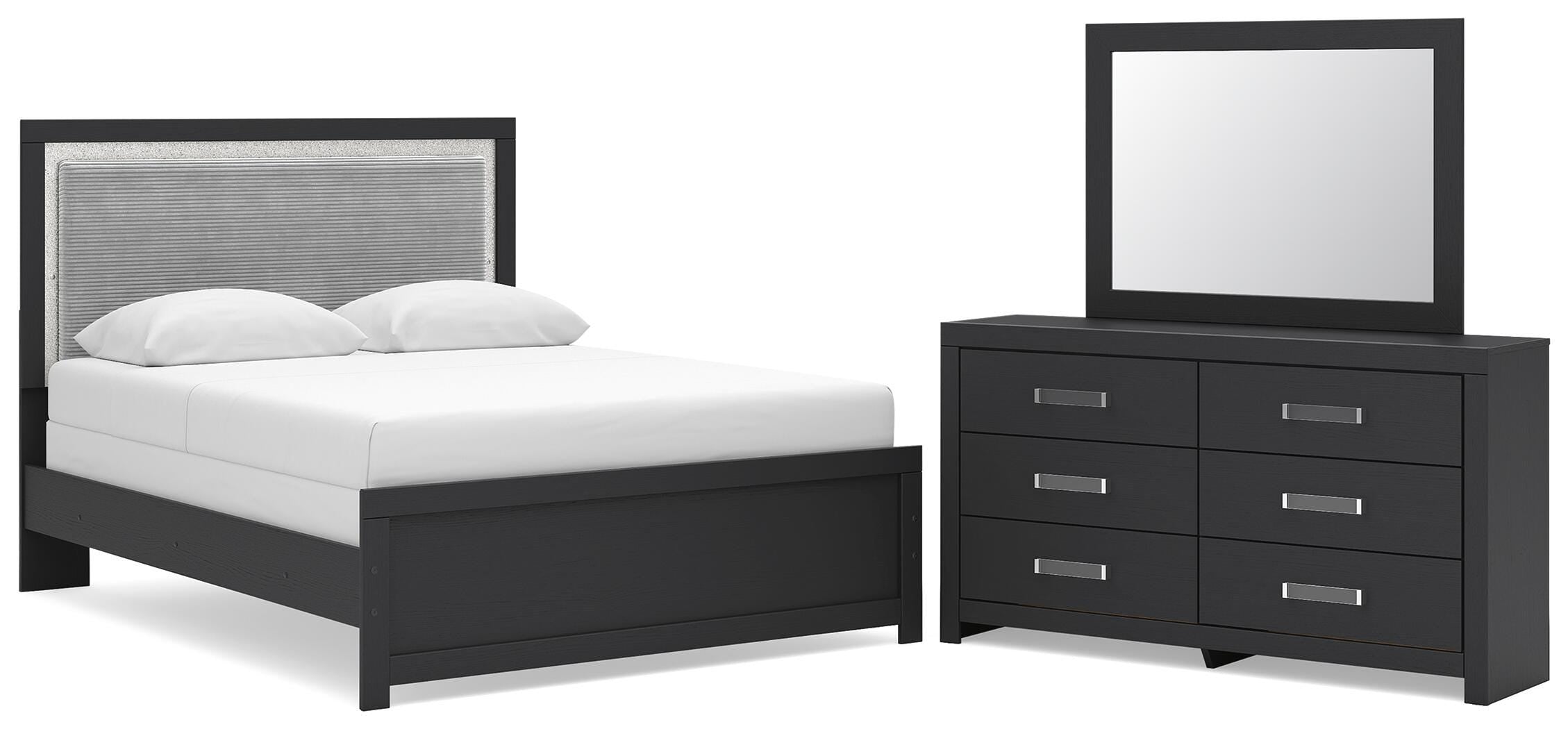 Maeling Queen Upholstered Panel Bed, Dresser and Mirror (1115) Signature Design by Ashley® Bedroom