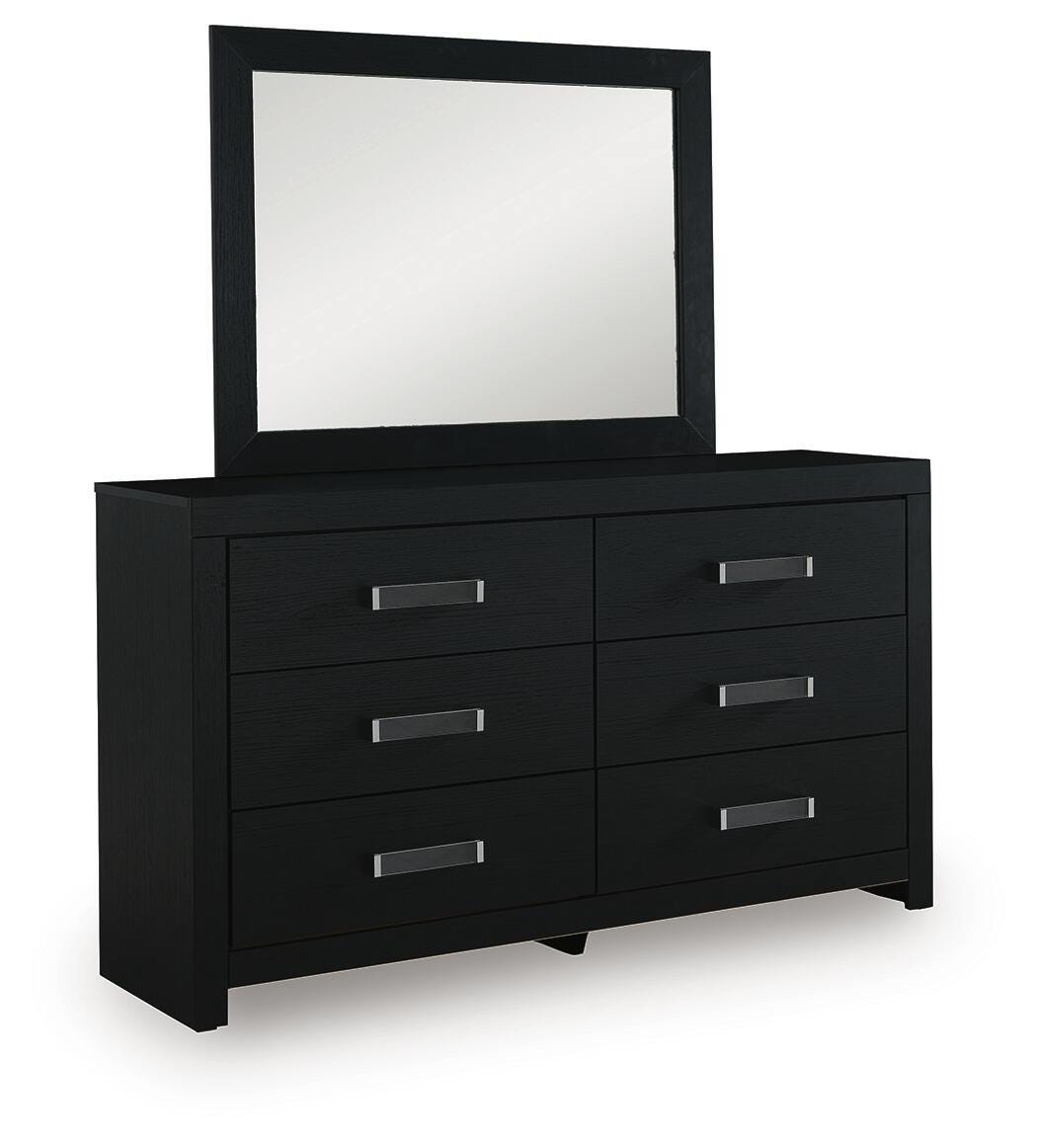 Maeling Twin Upholstered Panel Bed, Dresser and Mirror