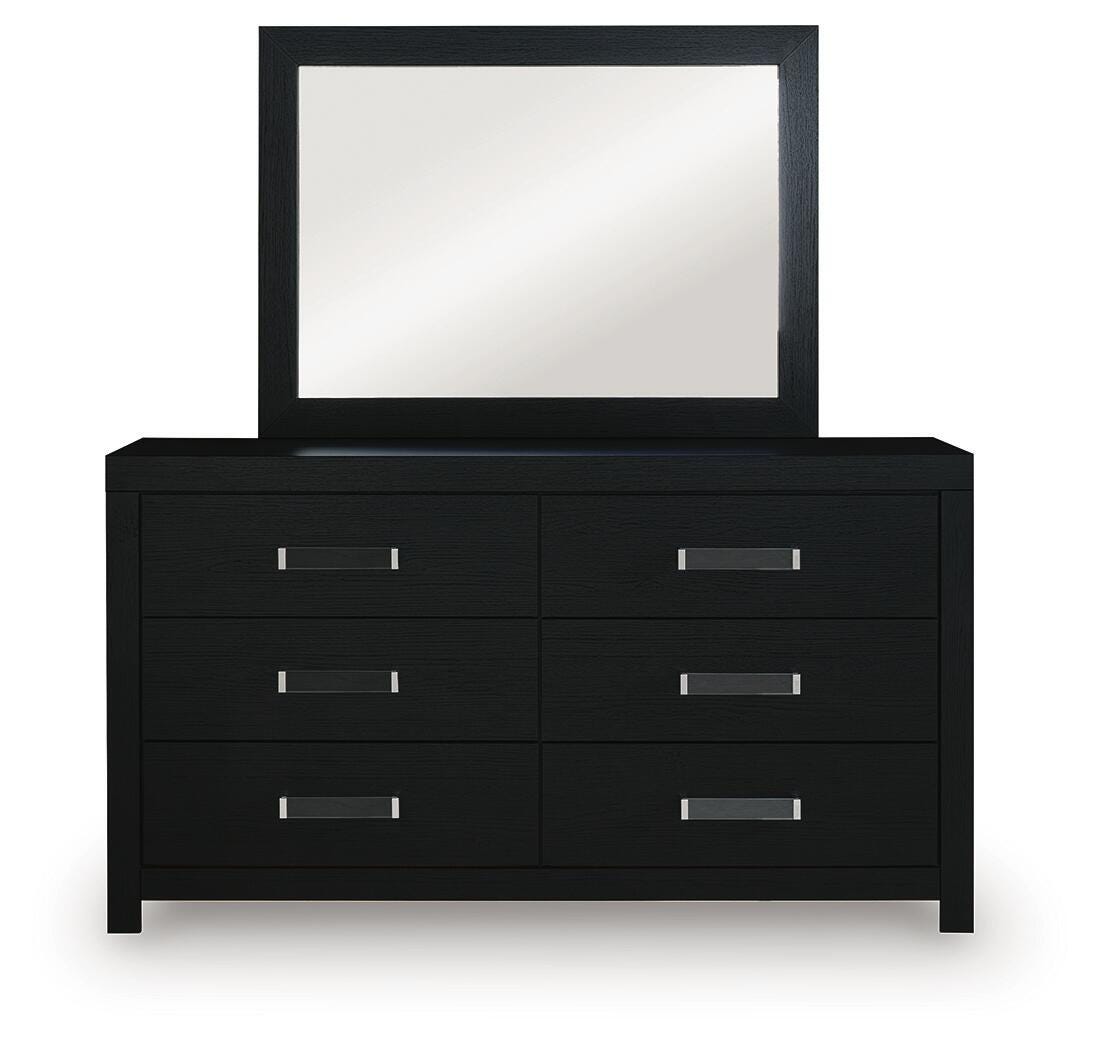 Maeling Twin Upholstered Panel Bed, Dresser and Mirror