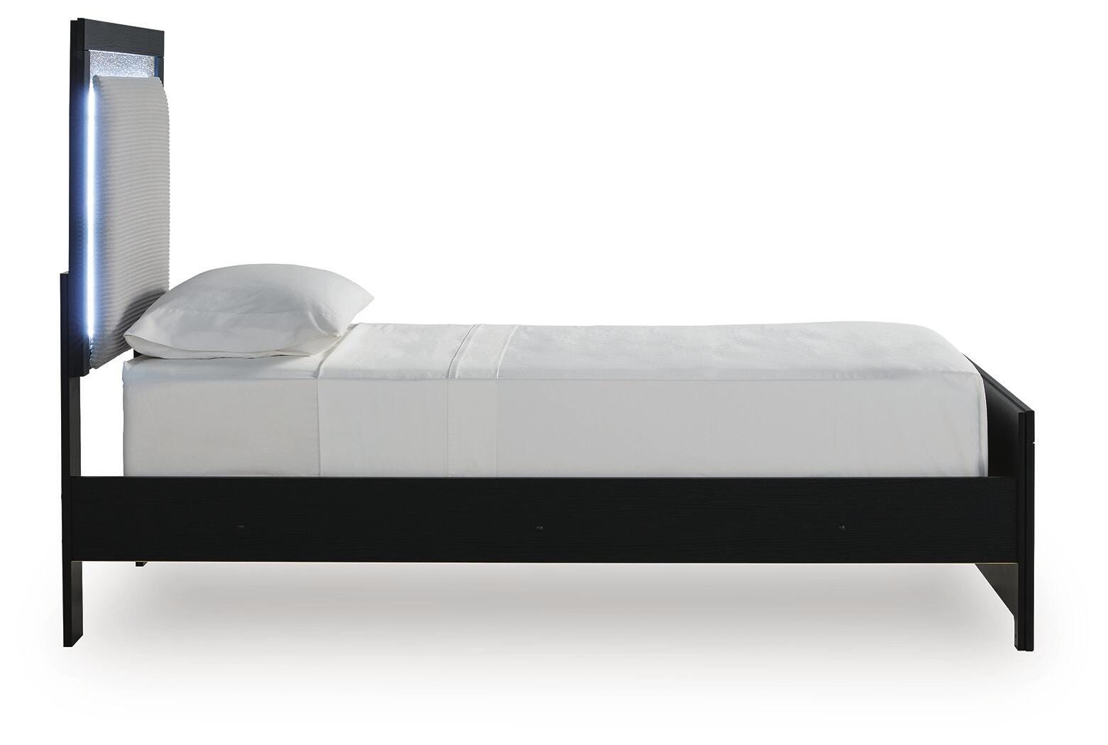 Maeling Twin Upholstered Panel Bed, Dresser and Mirror