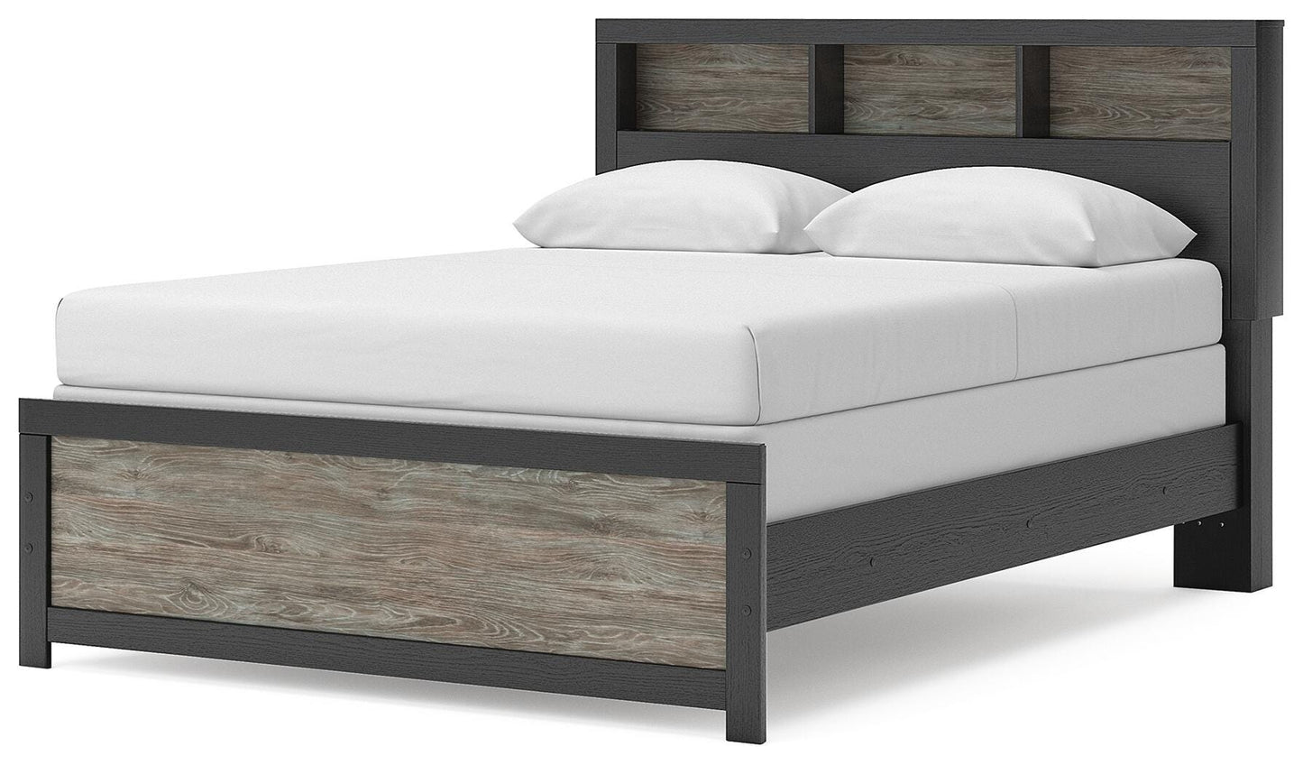 Broachmyn Queen Bookcase Panel Bed, Dresser, Mirror and Nightstand
