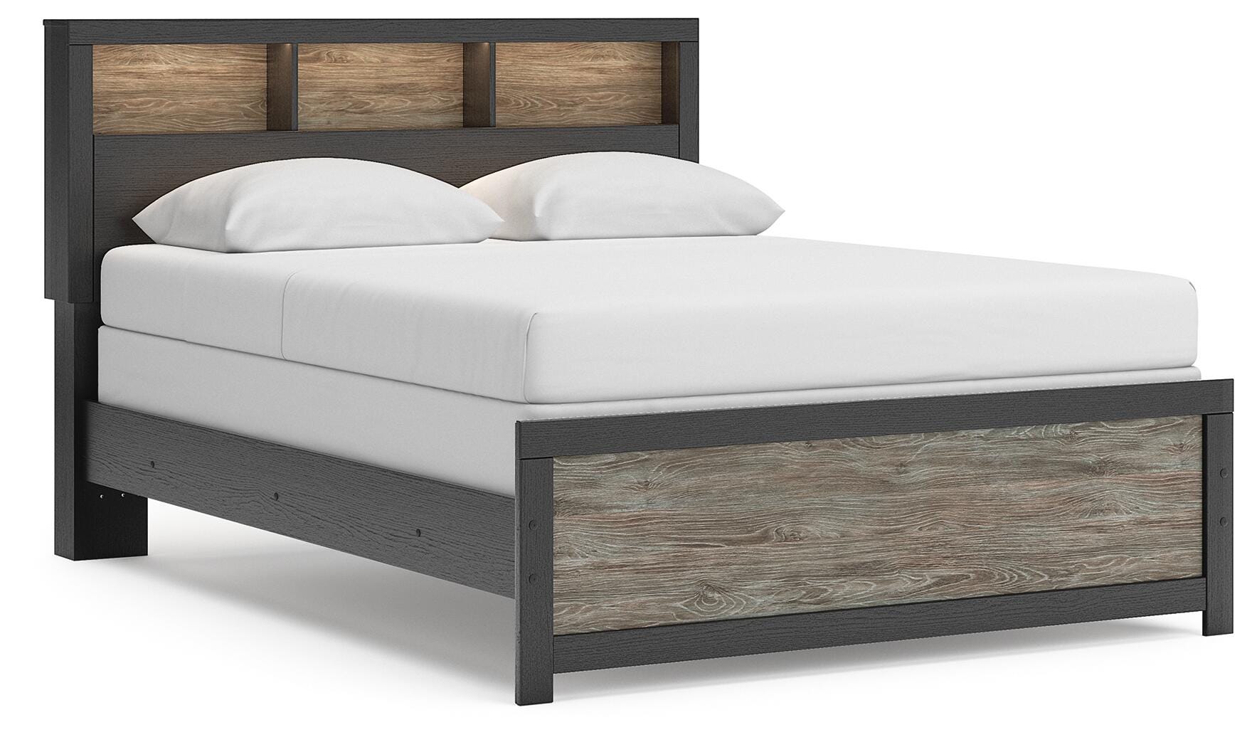Broachmyn Queen Bookcase Panel Bed, Dresser, Mirror and Nightstand