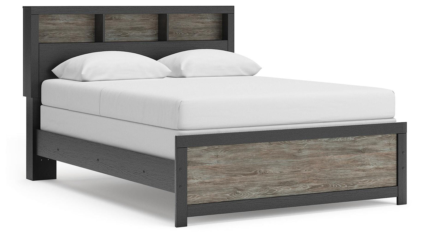 Broachmyn Queen Bookcase Panel Bed, Dresser, Mirror and Nightstand