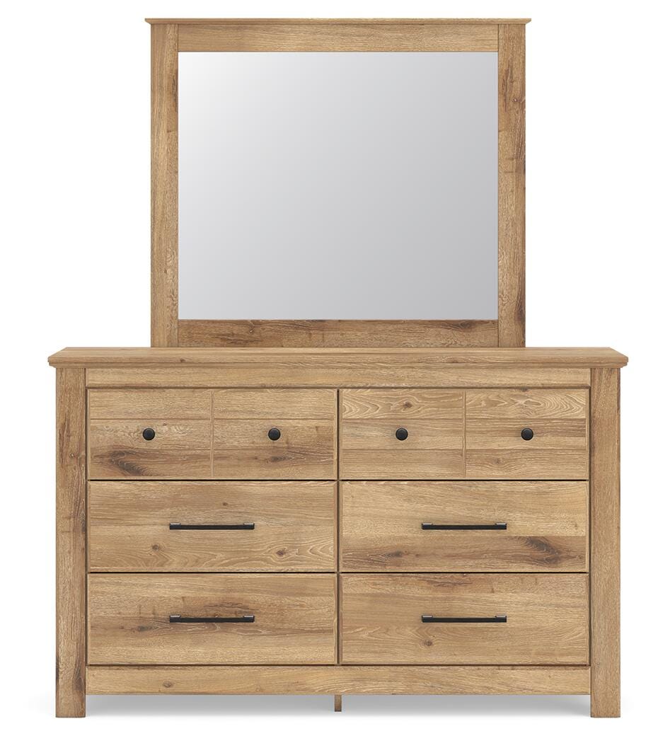Makidern Queen Bed with 2 Underbed Units, Dresser and Mirror (B9)