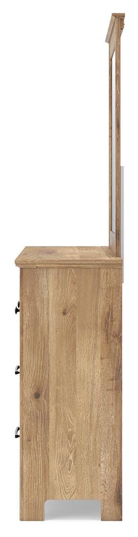 Makidern Queen Bed with 2 Underbed Units, Dresser and Mirror (B9)