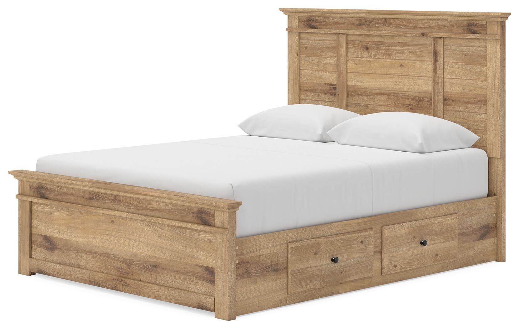 Makidern Queen Bed with 2 Underbed Units, Dresser and Mirror (B9)