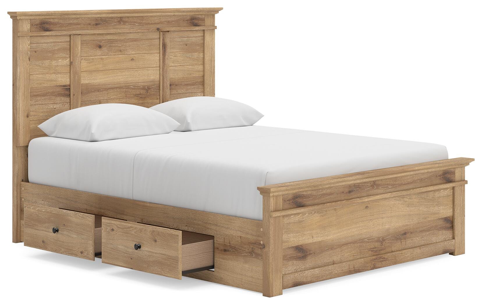 Makidern Queen Bed with 2 Underbed Units, Dresser and Mirror (B9)