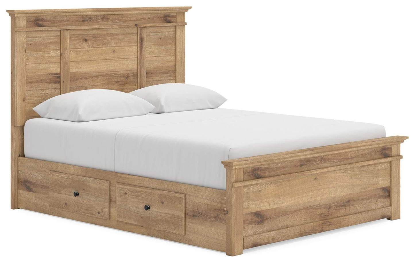 Makidern Queen Bed with 2 Underbed Units, Dresser and Mirror (B9)