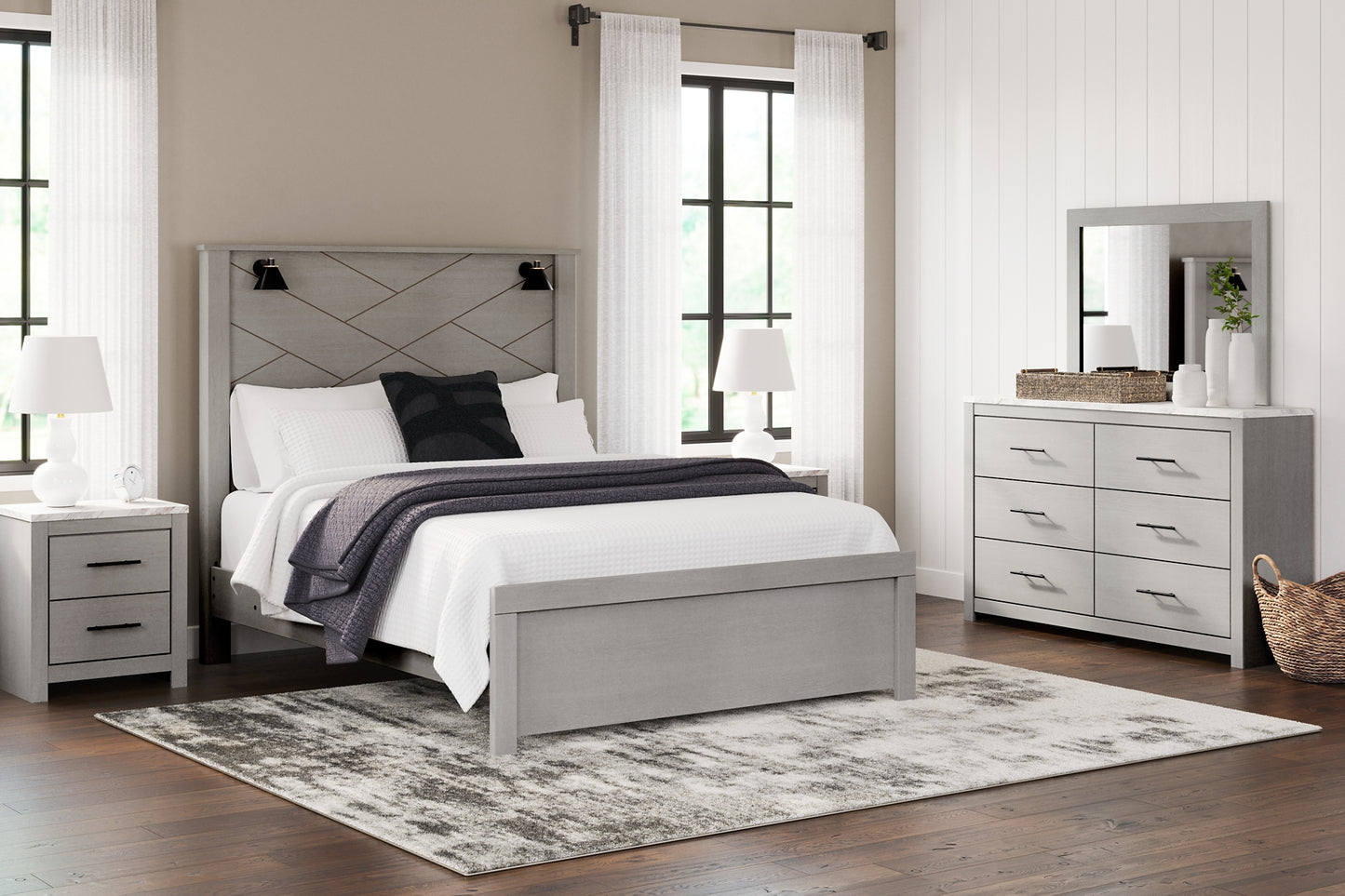 Cottonburg Queen Panel Bed, Dresser and Mirror