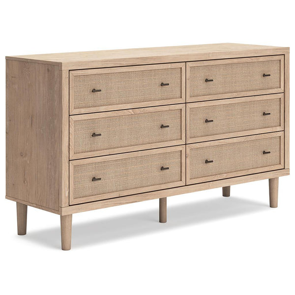 Cielden Dresser — Six Drawers, Light Oak Grain with Cane-Look Fronts Signature Design by Ashley® Bedroom