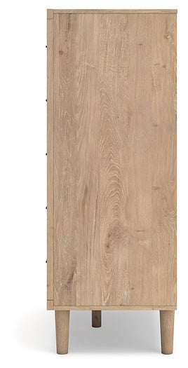 Cielden Full Upholstered Panel Bed with Mirrored Dresser and Chest